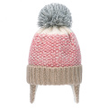 Miúdos Bonitos Do Inverno Quente De Malha Gorro Earflap POM POM Crochet Caps Cabeça Ear Warmer Hat para 1-5 Anos (HW601)